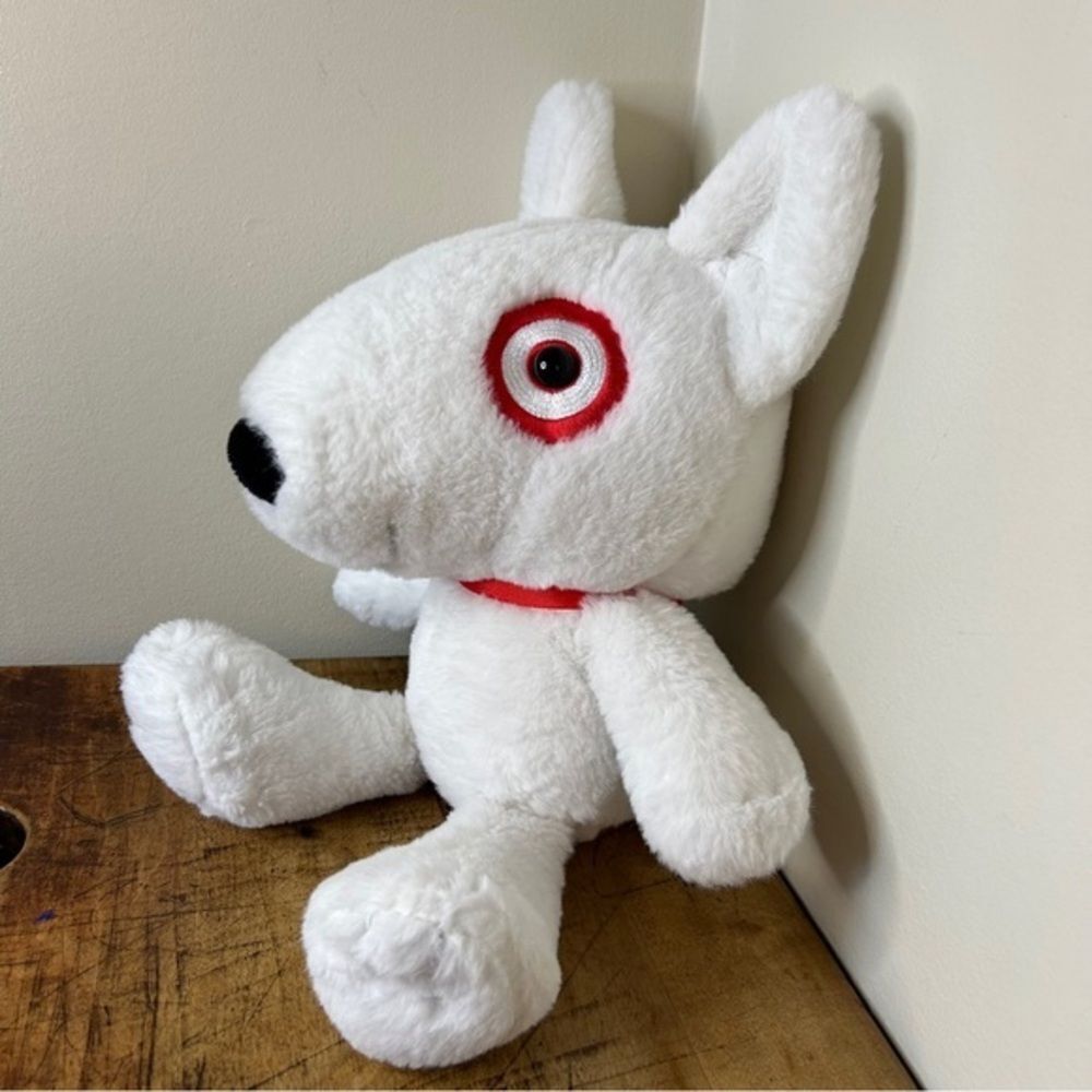 Bullseye White Target Dog Puppy 15" Stuffed Animal Plush Toy Embroidered Soft